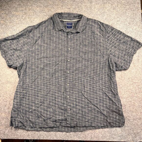 Tommy Bahama Shirt Men’s 5XB Button Up Silk Blue White Short Sleeve Beach Casual - Picture 2 of 7